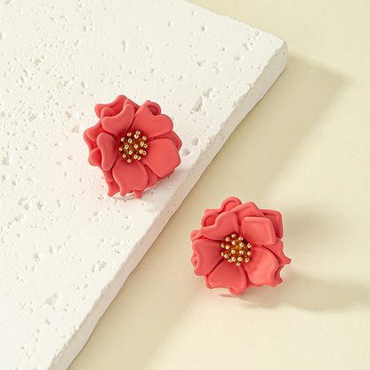 1 Pair Cute Pastoral Flower Iron Ear Studs