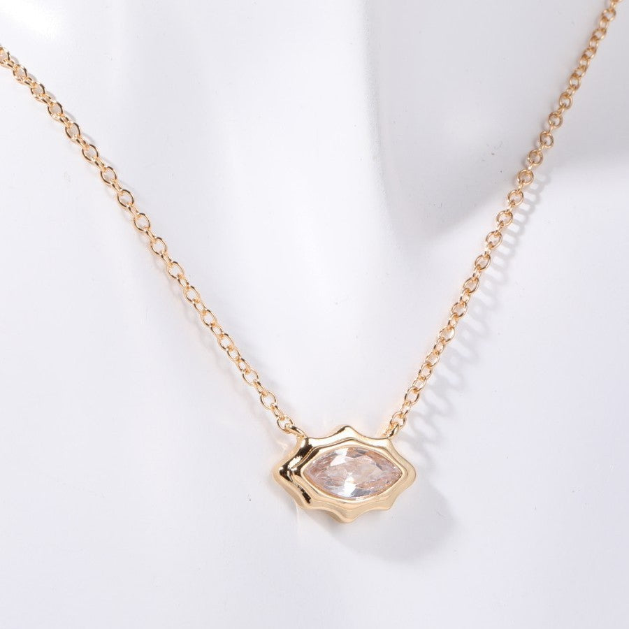 Copper Casual Simple Style Commute Oval Plating Inlay Zircon Pendant Necklace