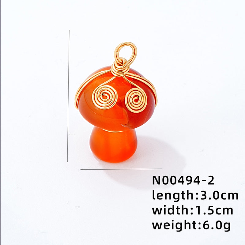 Cute Simple Style Mushroom Stainless Steel Agate Women's Charms Necklace