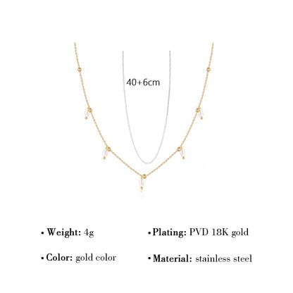 Ig Style Water Droplets Stainless Steel Imitation Pearl Plating 18k Gold Plated Necklace