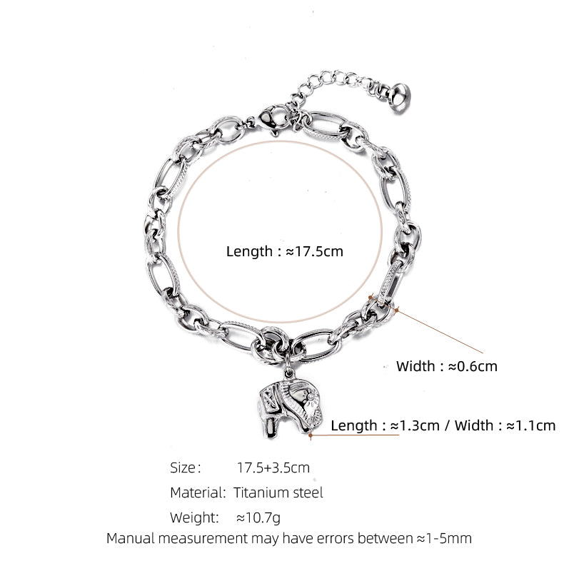 Retro Animal Elephant Titanium Steel Plating Bracelets