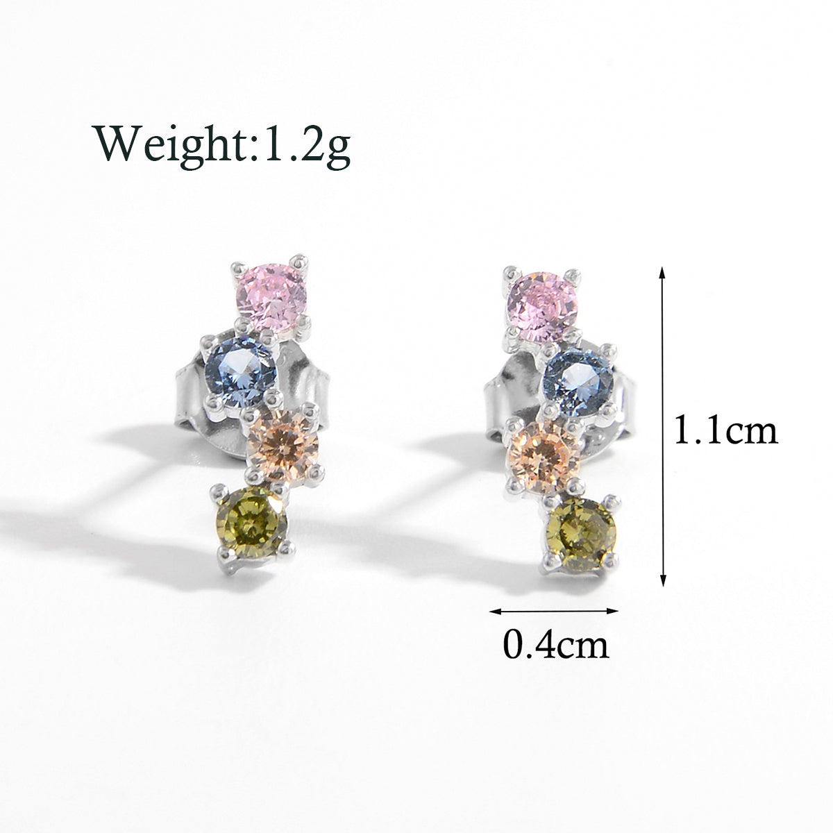 1 Pair Elegant Sweet Splicing Solid Color Plating Inlay Sterling Silver Zircon White Gold Plated Rhodium Plated Ear Studs