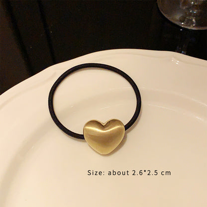 Women'S Simple Style Round Star Heart Shape Alloy Rubber Band Hair Tie