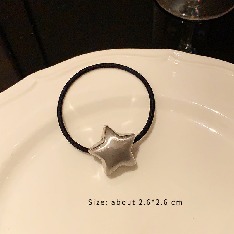 Women'S Simple Style Round Star Heart Shape Alloy Rubber Band Hair Tie