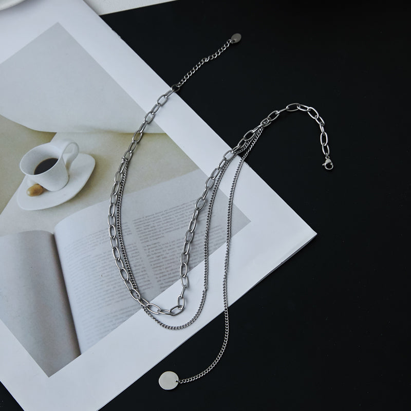 Casual Geometric Solid Color Titanium Steel Plating Necklace