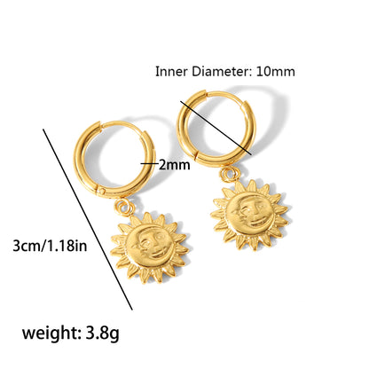 1 Pair Vintage Style Sun Bee Butterfly Polishing Plating Stainless Steel 18k Gold Plated Drop Earrings