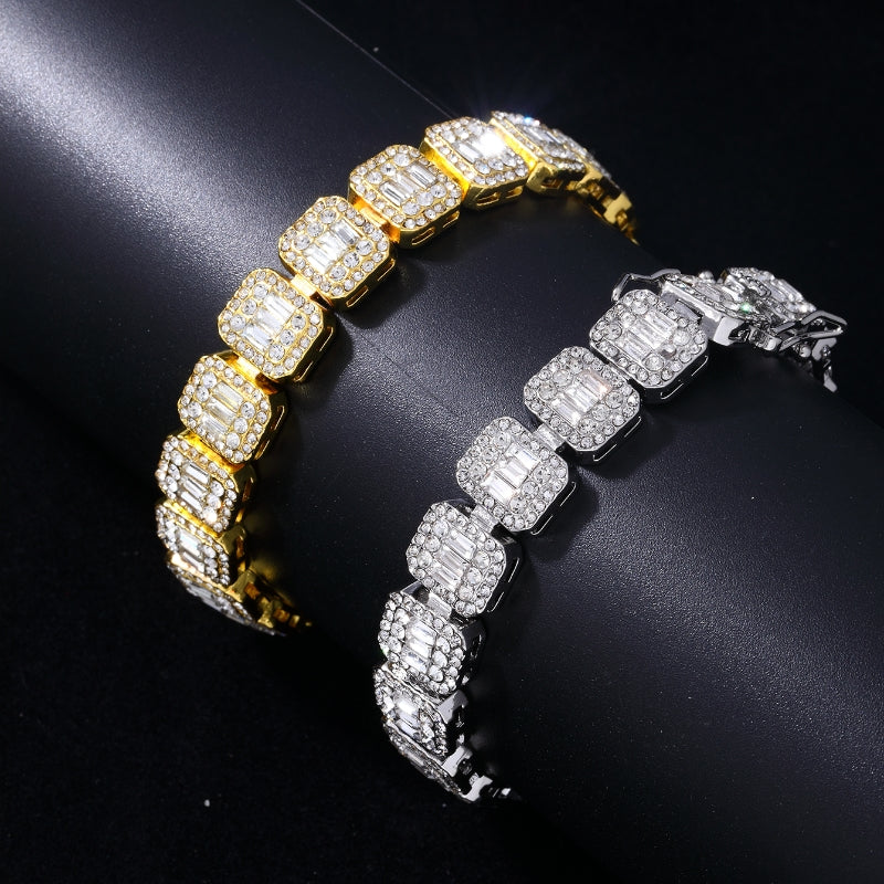 Hip-hop Punk Solid Color Alloy Inlay Rhinestones Zircon Women's Bracelets Necklace