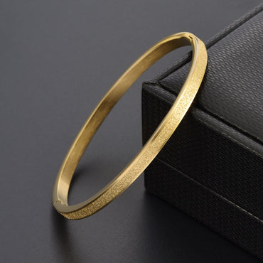 Simple Style Solid Color Titanium Steel Plating Gold Plated Bangle