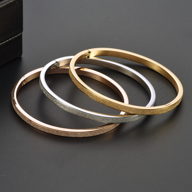 Simple Style Solid Color Titanium Steel Plating Gold Plated Bangle