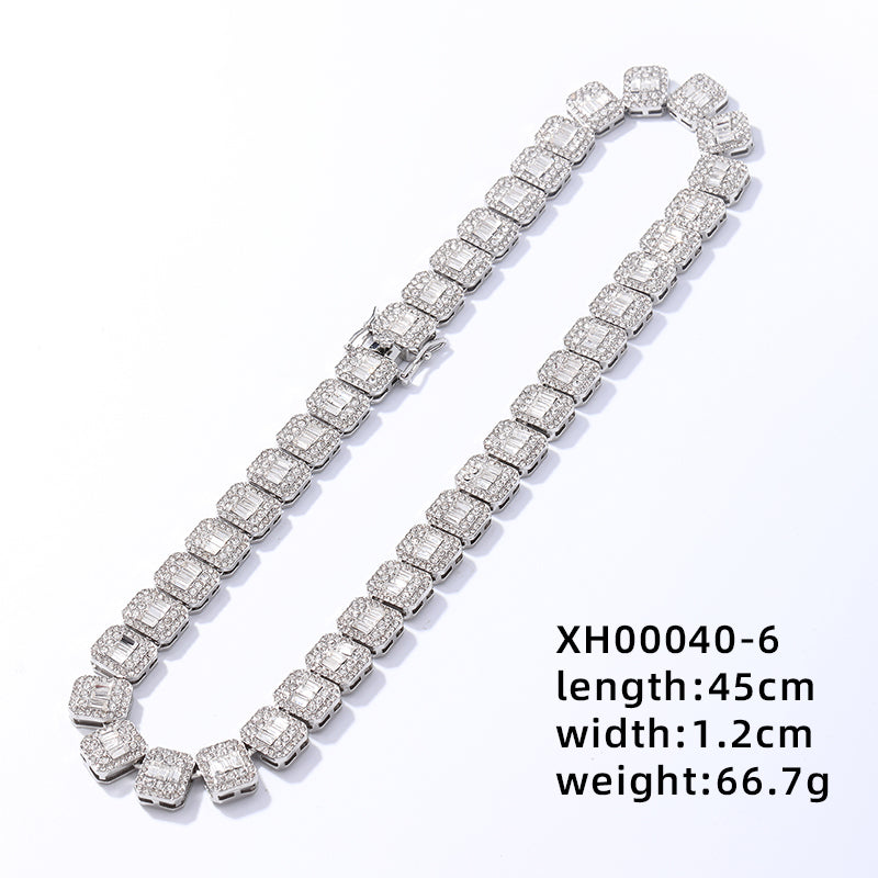 Hip-hop Punk Solid Color Alloy Inlay Rhinestones Zircon Women's Bracelets Necklace