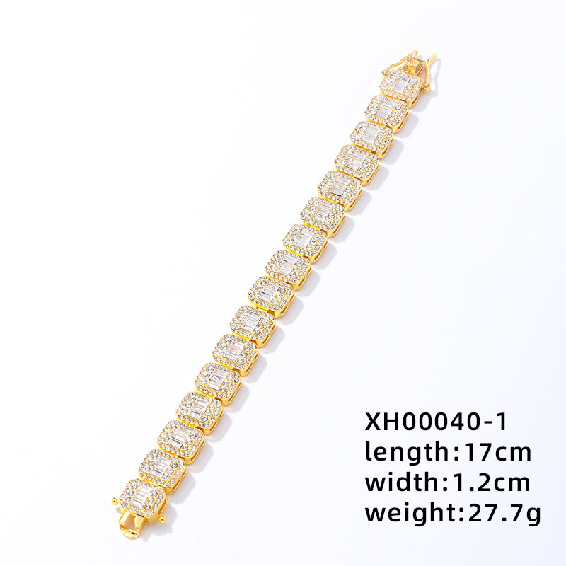 Hip-hop Punk Solid Color Alloy Inlay Rhinestones Zircon Women's Bracelets Necklace