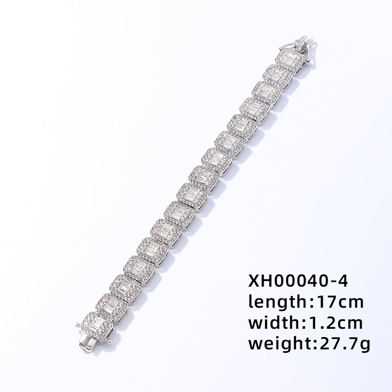 Hip-hop Punk Solid Color Alloy Inlay Rhinestones Zircon Women's Bracelets Necklace