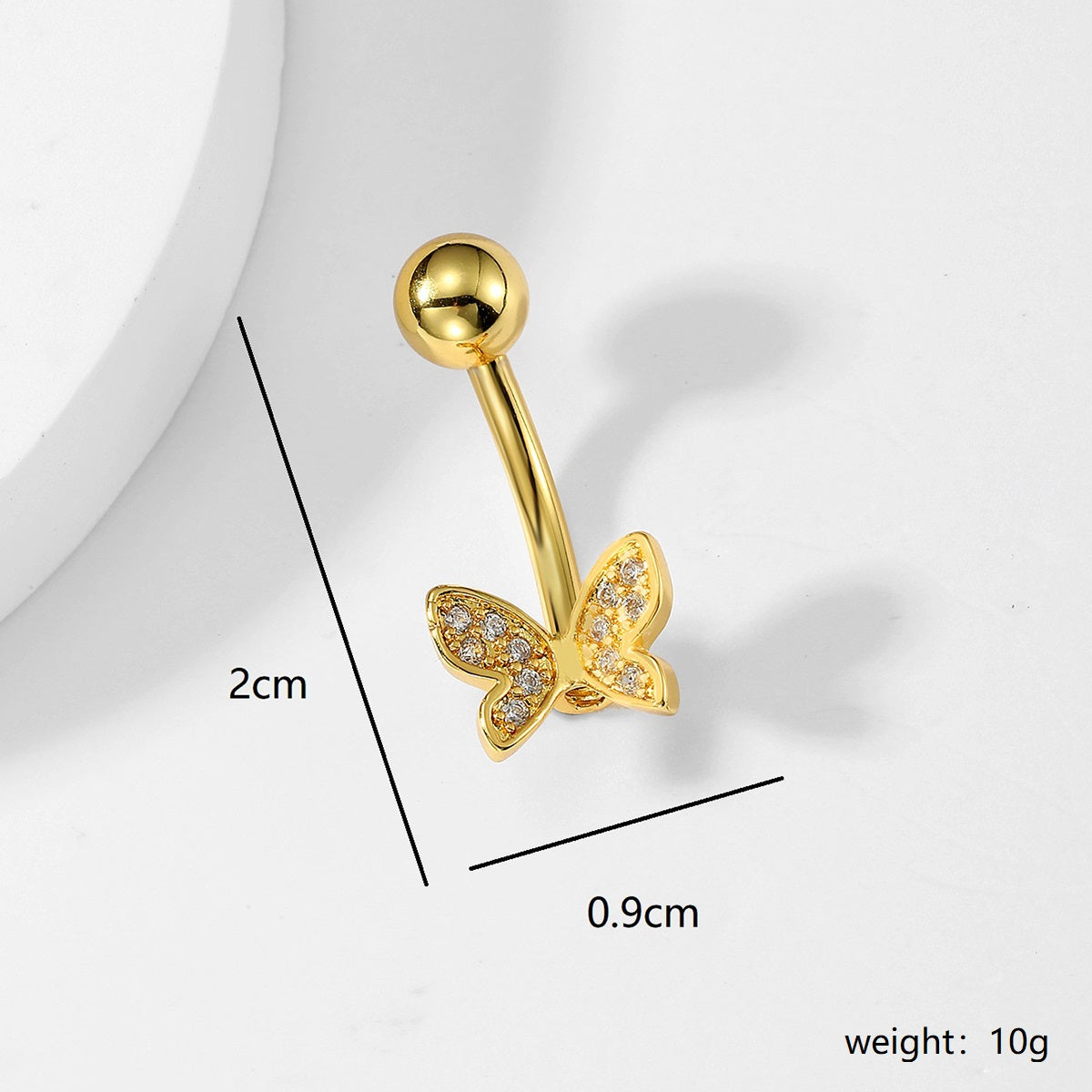 Fashion Leaf Devil's Eye Butterfly Stainless Steel Plating Zircon 18k Gold Plated Belly Ring