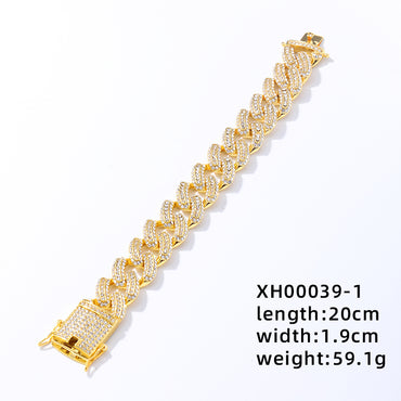 Hip-hop Punk Solid Color Copper Zircon Bracelets Necklace In Bulk