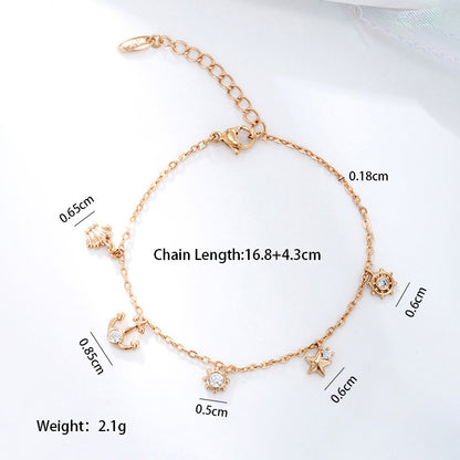 Nordic Style Xuping Modern Style Star Spider Web Shell Alloy Plating Inlay Artificial Gemstones 18k Gold Plated Women's Bracelets