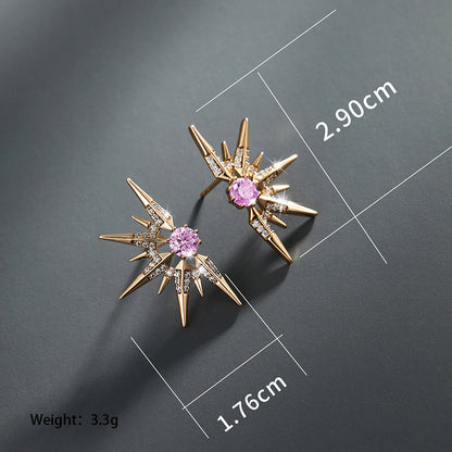 1 Pair Xuping Simple Style Solid Color Plating Inlay Alloy Copper Alloy Artificial Gemstones 18k Gold Plated Ear Studs