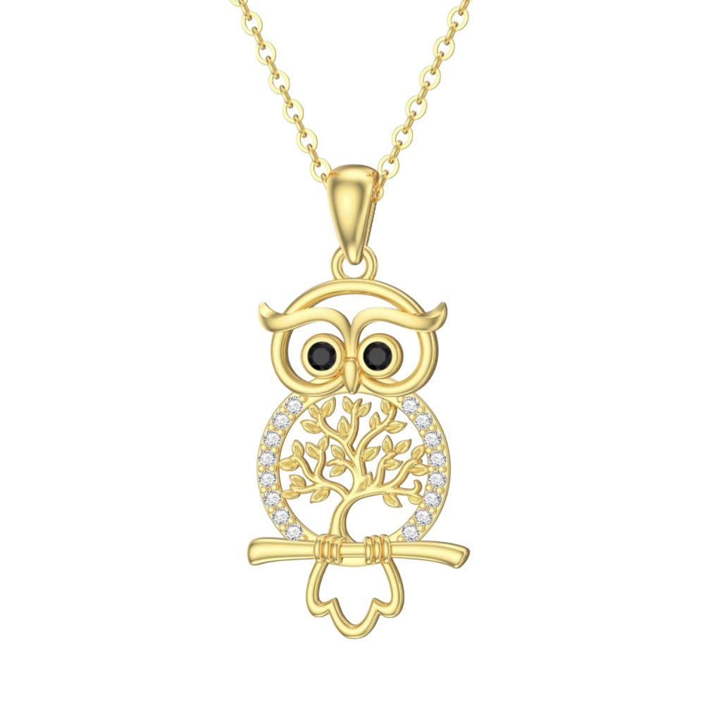 Elegant Simple Style Owl Bc1035 Lucky Tree Alloy Plating Inlay Rhinestones Gold Plated Silver Plated Women's Pendant Necklace