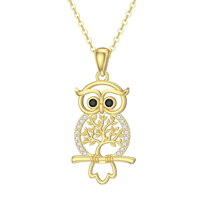 Elegant Simple Style Owl Bc1035 Lucky Tree Alloy Plating Inlay Rhinestones Gold Plated Silver Plated Women's Pendant Necklace