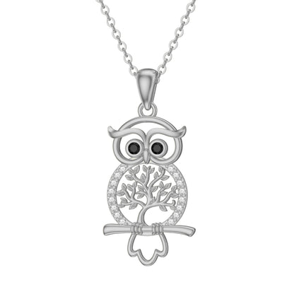 Elegant Simple Style Owl Bc1035 Lucky Tree Alloy Plating Inlay Rhinestones Gold Plated Silver Plated Women's Pendant Necklace