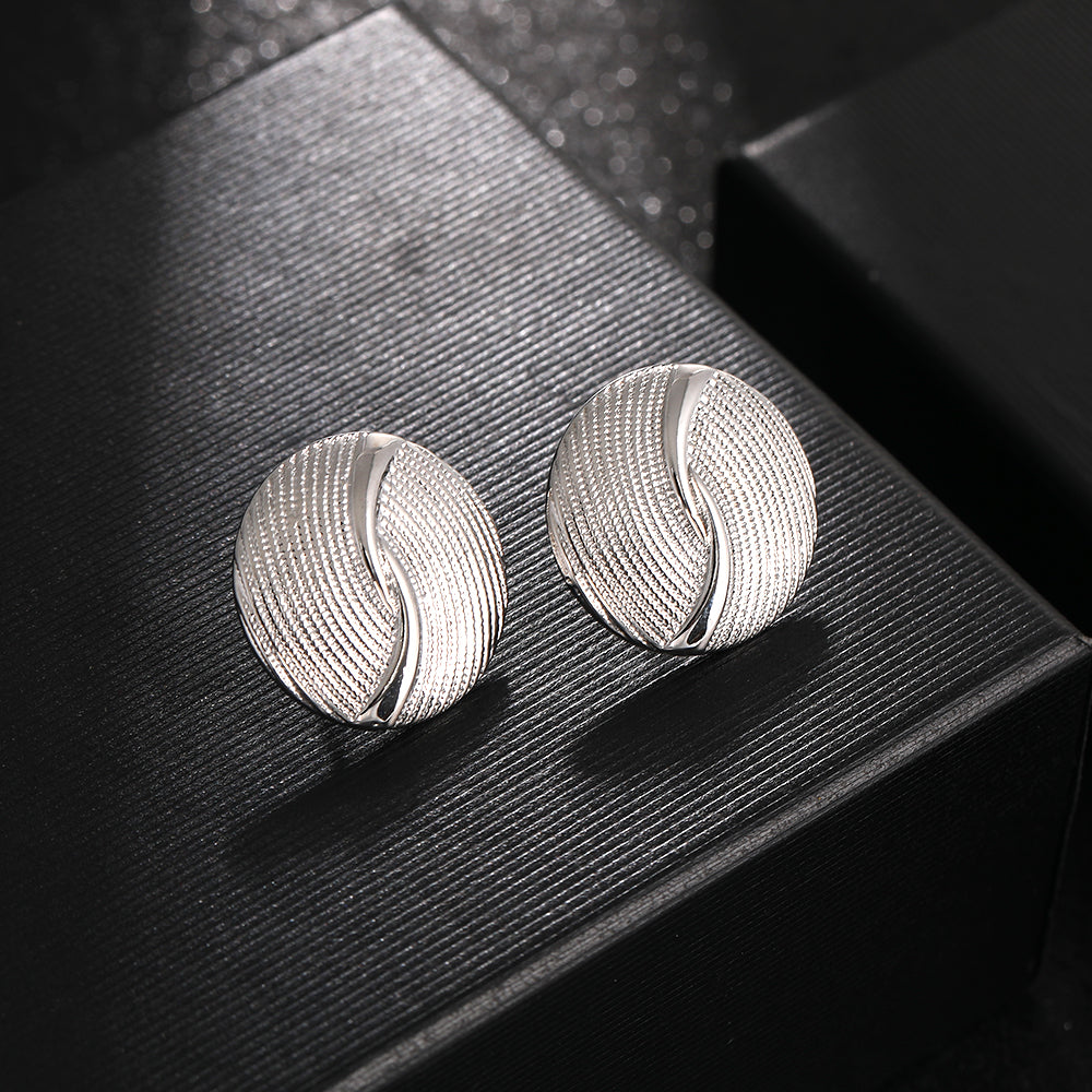 1 Pair Elegant Simple Style Round Plating Copper White Gold Plated Ear Studs