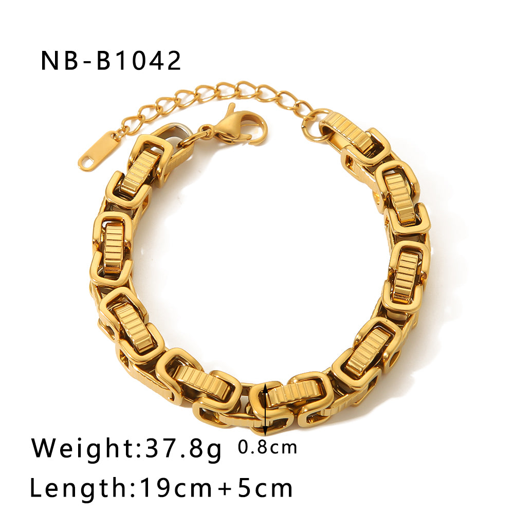 Hip-hop Retro Lock Stainless Steel Plating Chain 18k Gold Plated Bracelets