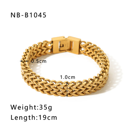 Hip-hop Retro Lock Stainless Steel Plating Chain 18k Gold Plated Bracelets