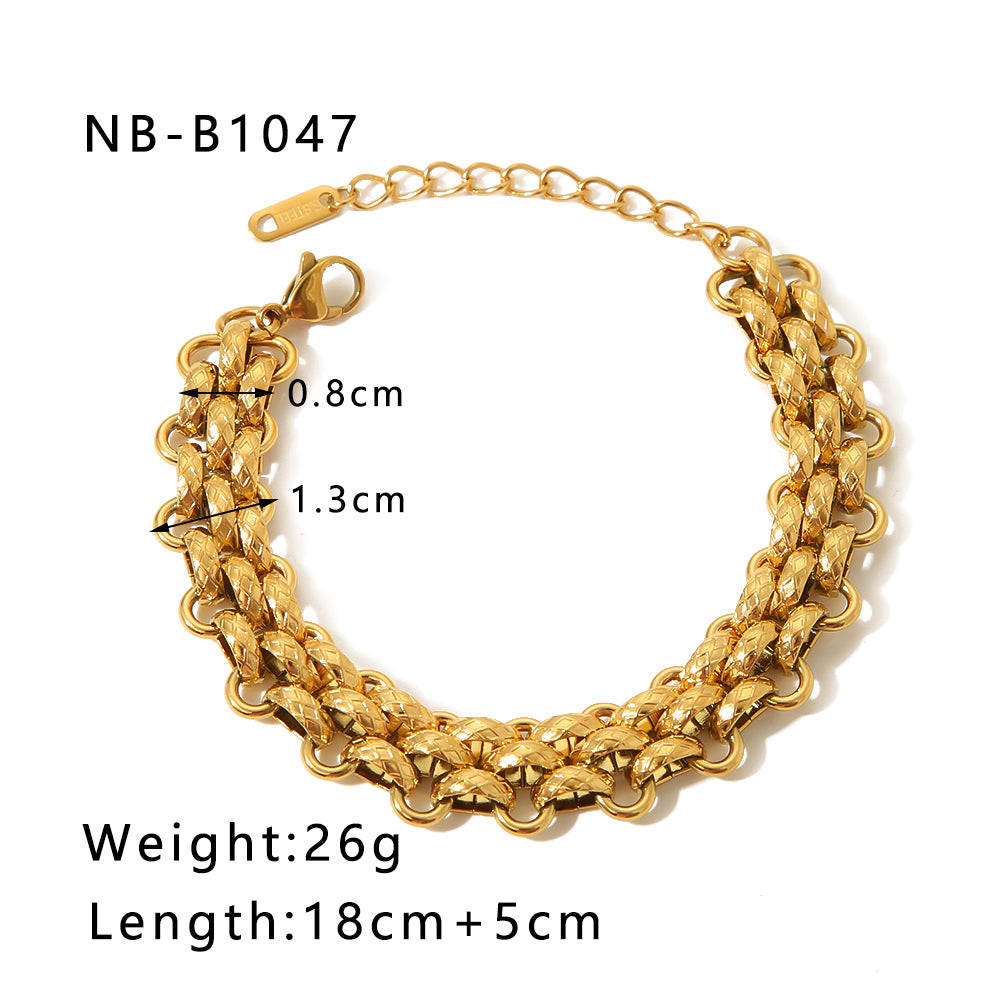 Hip-hop Retro Lock Stainless Steel Plating Chain 18k Gold Plated Bracelets