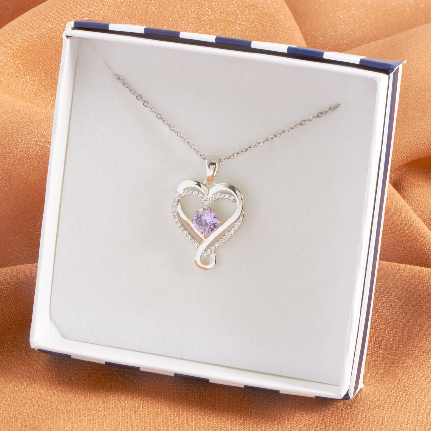 Elegant Heart Shape Stainless Steel Plating Inlay Rhinestones Zircon Platinum Plated Pendant Necklace