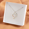 Elegant Heart Shape Stainless Steel Plating Inlay Rhinestones Zircon Platinum Plated Pendant Necklace