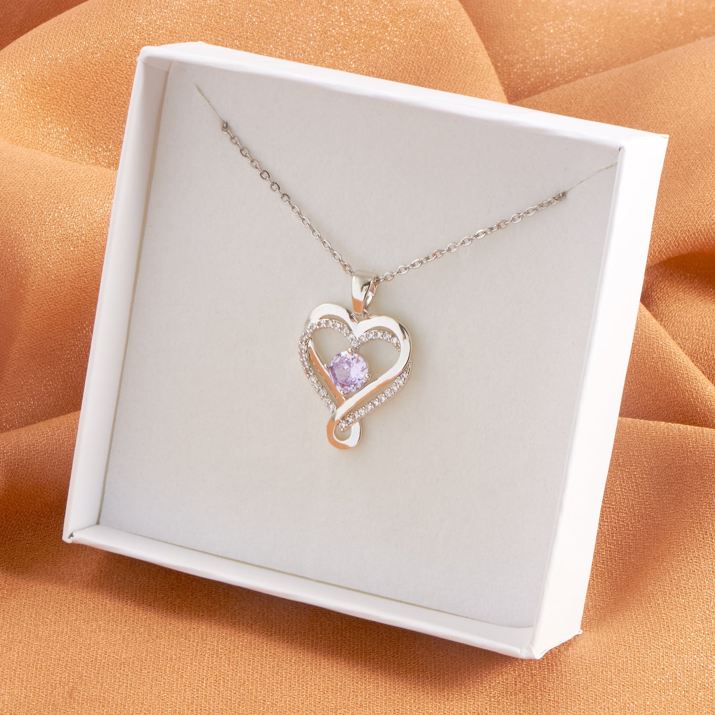 Elegant Heart Shape Stainless Steel Plating Inlay Rhinestones Zircon Platinum Plated Pendant Necklace