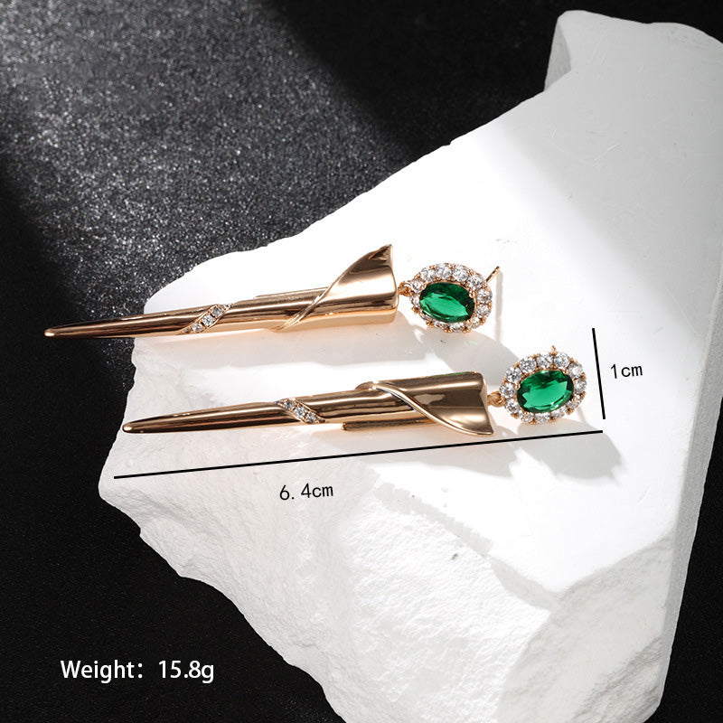 1 Pair Elegant Retro Xuping Geometric Plating Inlay Alloy Artificial Gemstones 18k Gold Plated Drop Earrings