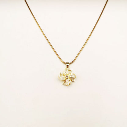 Casual Modern Style Windmill Stainless Steel Inlay Rhinestones Pendant Necklace