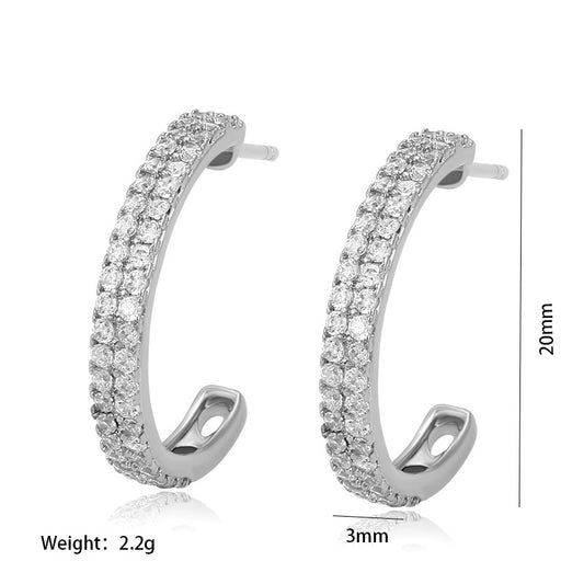 1 Pair Xuping Simple Style Solid Color Plating Inlay Alloy Zircon White Gold Plated Earrings