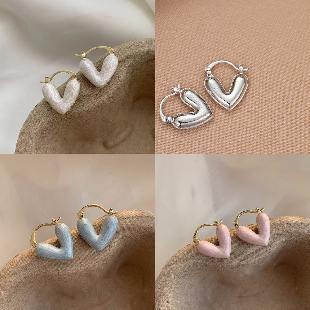 Wholesale Jewelry Ig Style Sweet Heart Shape Alloy Plating Earrings
