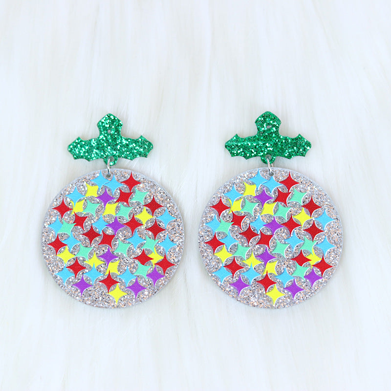 1 Pair Cute Sweet Christmas Tree Letter Star Arylic Drop Earrings