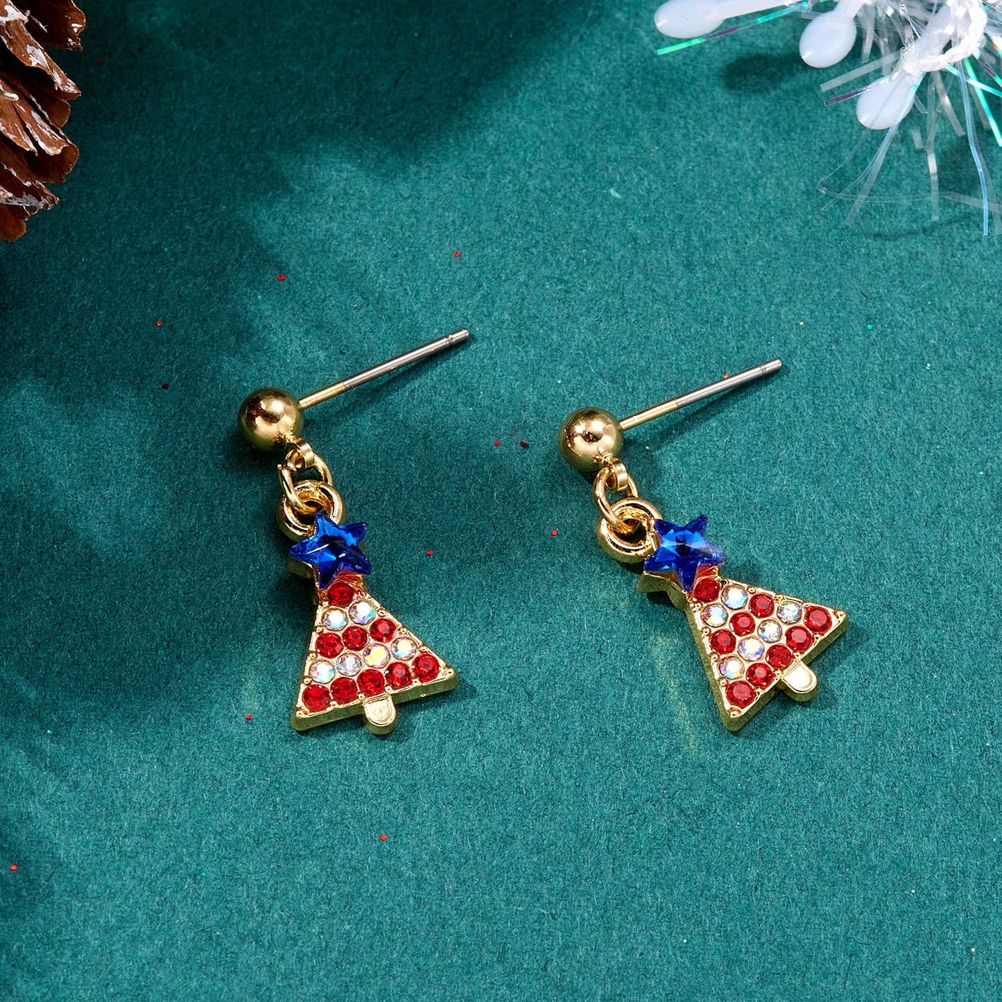 1 Pair Cute Christmas Tree Snowflake Elk Plating Alloy Drop Earrings