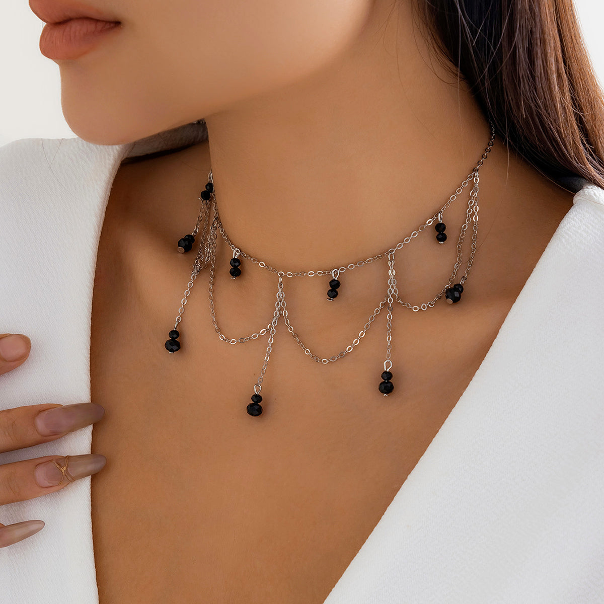 Elegant Streetwear Geometric Imitation Pearl Copper Necklace In Bulk