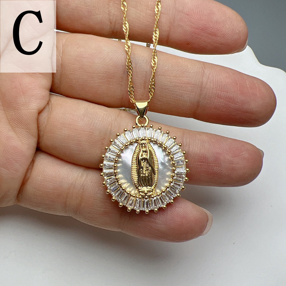 Simple Style Commute Round Copper Zircon Pendant Necklace In Bulk