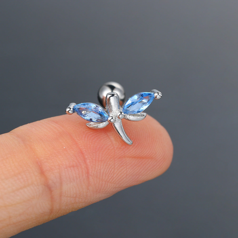 1 Piece Simple Style Classic Style Geometric Butterfly Inlay Copper Zircon Ear Studs