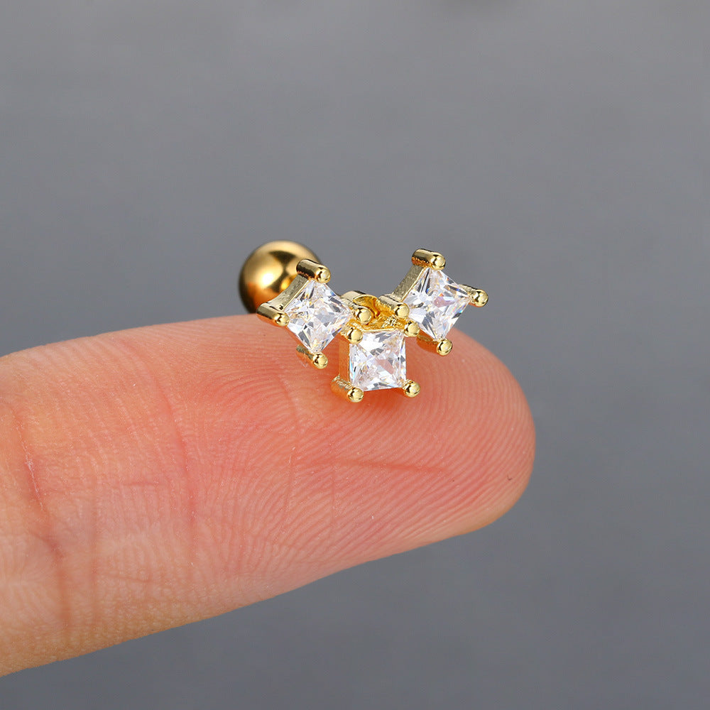 1 Piece Simple Style Classic Style Heart Shape Butterfly Inlay Copper Zircon Ear Studs