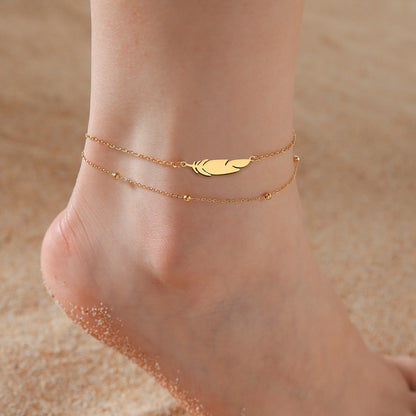 Simple Style Heart Shape Stainless Steel Women's Anklet