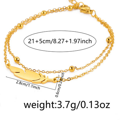 Simple Style Heart Shape Stainless Steel Women's Anklet