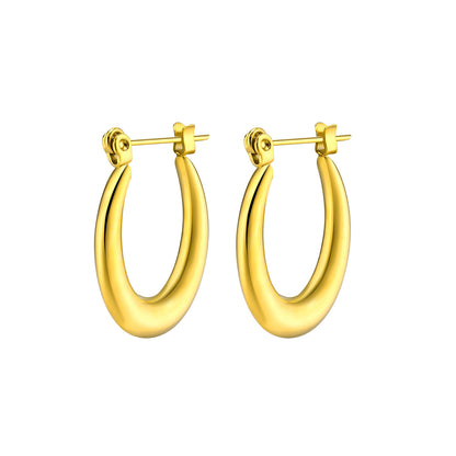 1 Pair Simple Style Commute Solid Color Plating Stainless Steel Gold Plated Earrings
