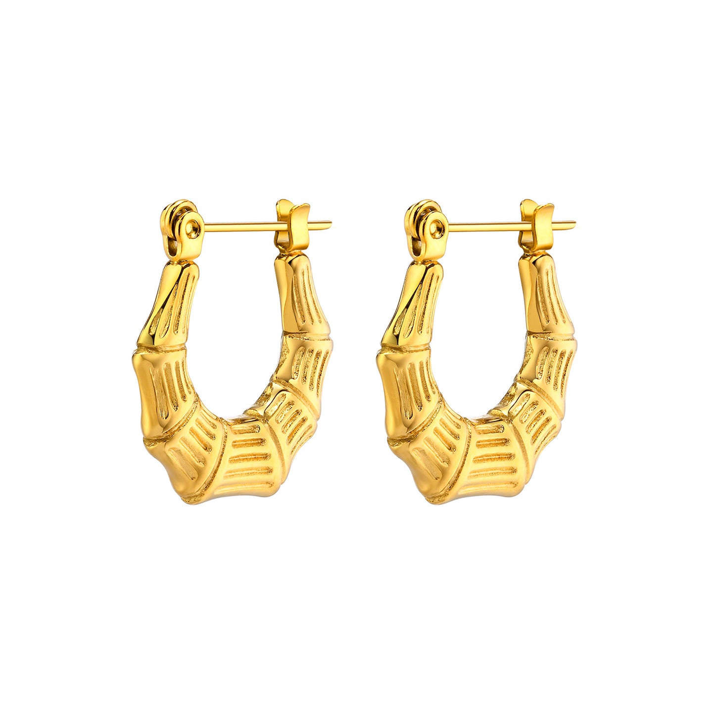 1 Pair Simple Style Commute Solid Color Plating Stainless Steel Gold Plated Earrings