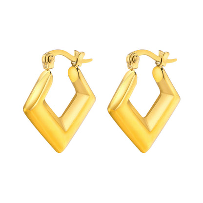 1 Pair Simple Style Commute Solid Color Plating Stainless Steel Gold Plated Earrings