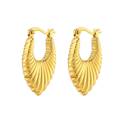 1 Pair Simple Style Commute Solid Color Plating Stainless Steel Gold Plated Earrings