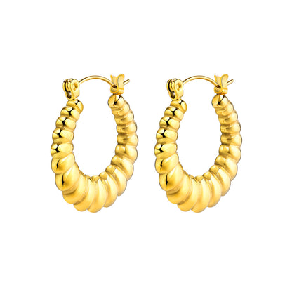 1 Pair Simple Style Commute Solid Color Plating Stainless Steel Gold Plated Earrings