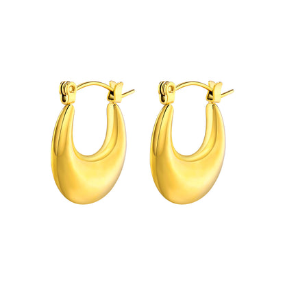 1 Pair Simple Style Commute Solid Color Plating Stainless Steel Gold Plated Earrings