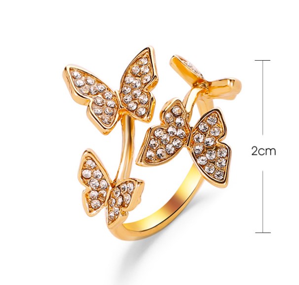 New Open Ring Hand Decorated With Diamonds And Four Butterfly Rings Wholesale Gooddiy