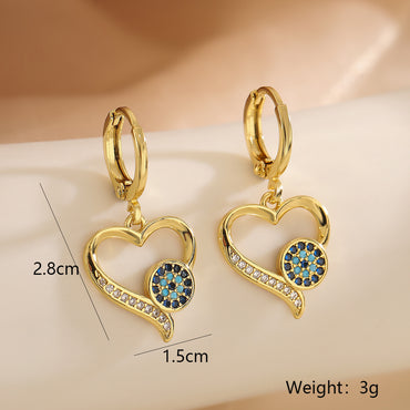 1 Pair Simple Style Commute Devil's Eye Plating Inlay Copper Zircon 18k Gold Plated Drop Earrings